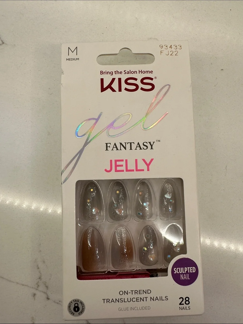 KISS Jelly Translucent Sculpted Nails - Clear with Iridescent Glitter